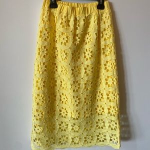 Yellow eyelet skirt